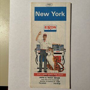 Vintage Exxon Oil Gas New York State US Travel Tour Road Map 1978 Local Stamp